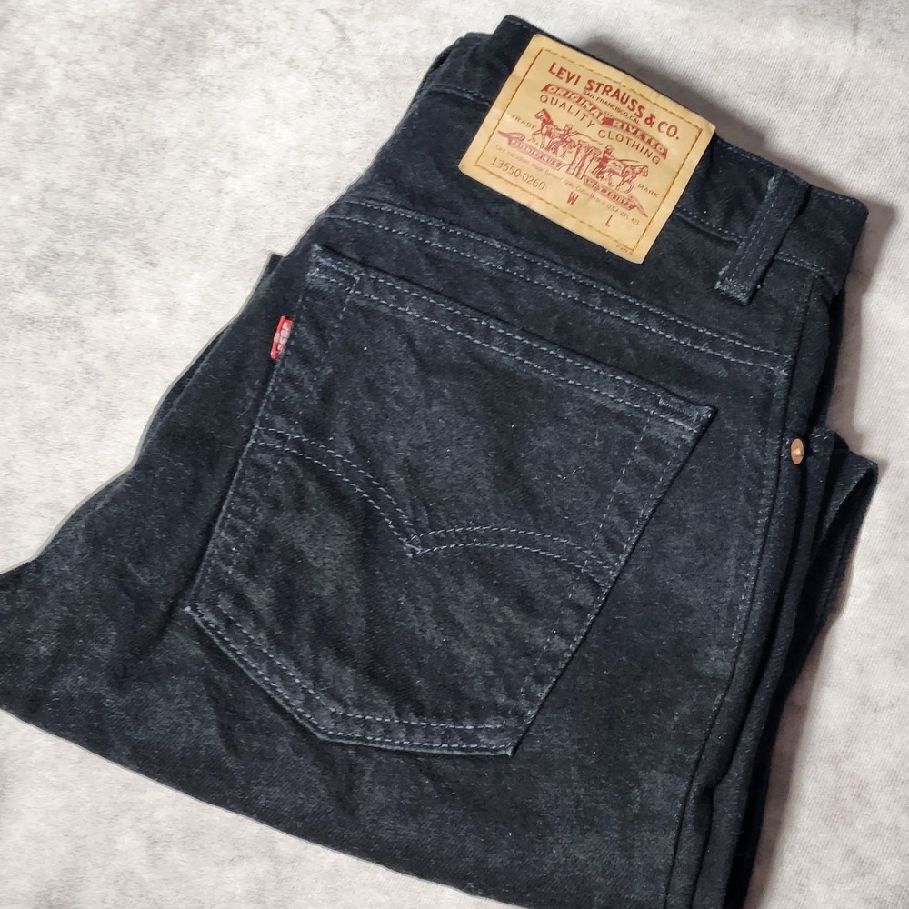 Women's vintage 90's LEVI'S‎ 550 Black Batwing denim Jeans size 13 S short USA